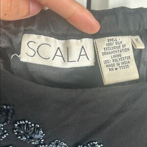 Scala Black Silk Gown with Decorative Accents